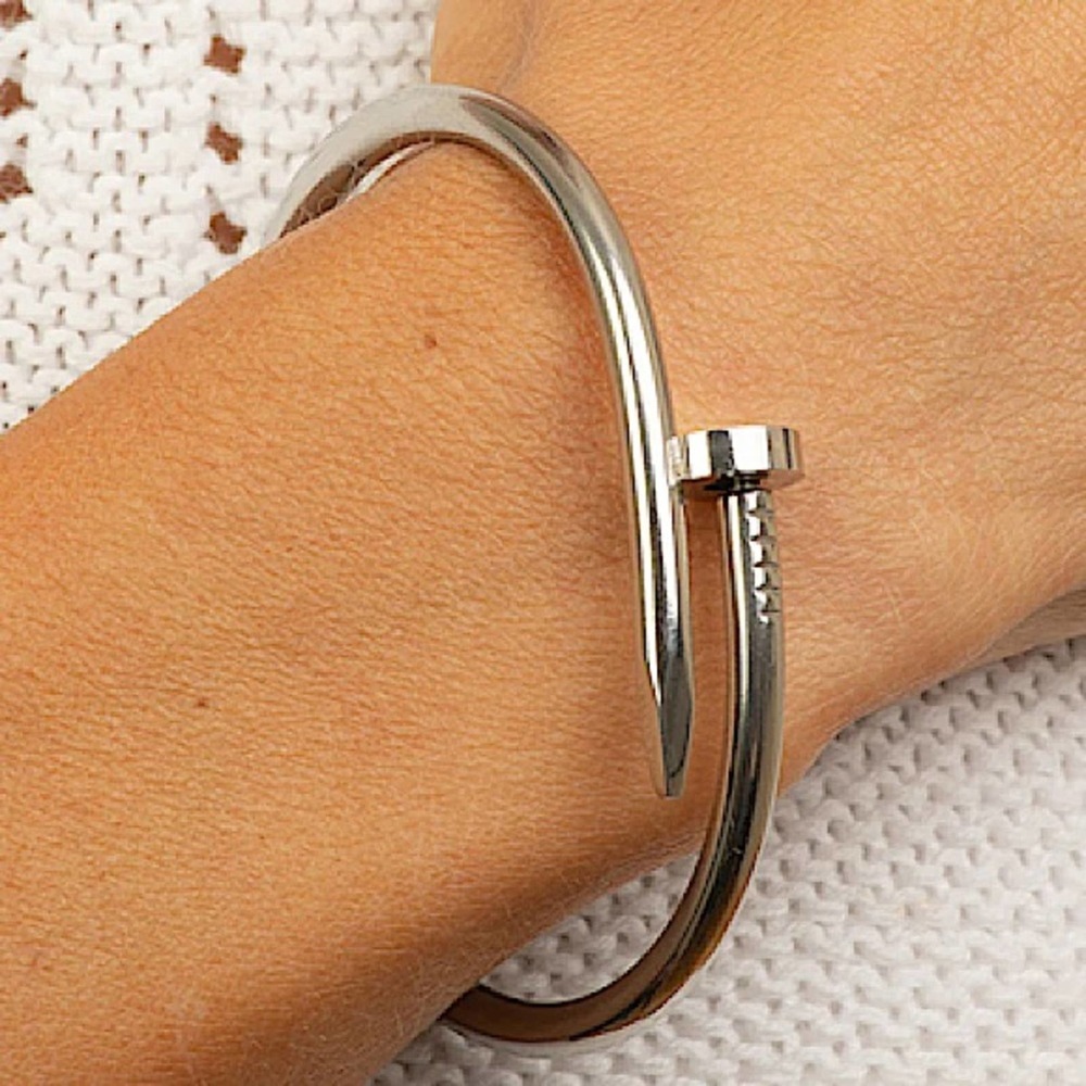 Silver Nail Bangle Screw Bracelet